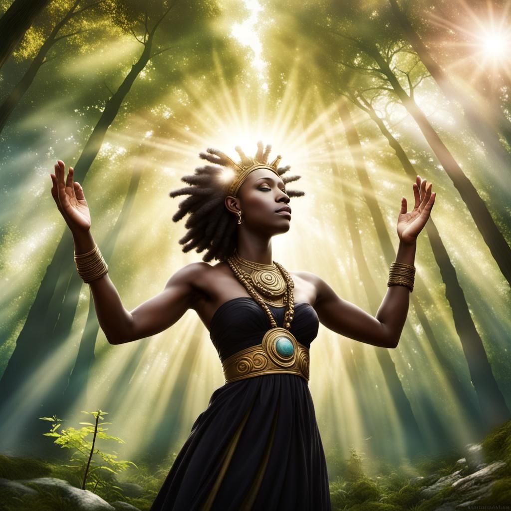 Black Goddess Earthbending with Forest Creatures