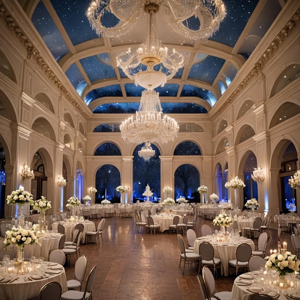 Elegant Ballroom Scene with Dancing Woman