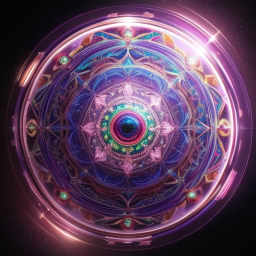 Shimmering 3D Sphere with Neon Highlights