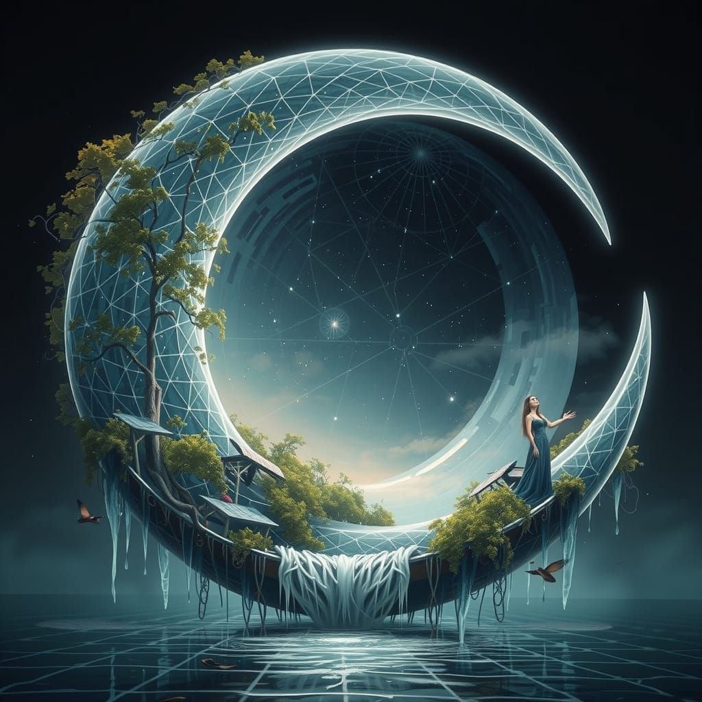 Woman in Elegant Attire Poses in Cityscape at Dusk in Realis...