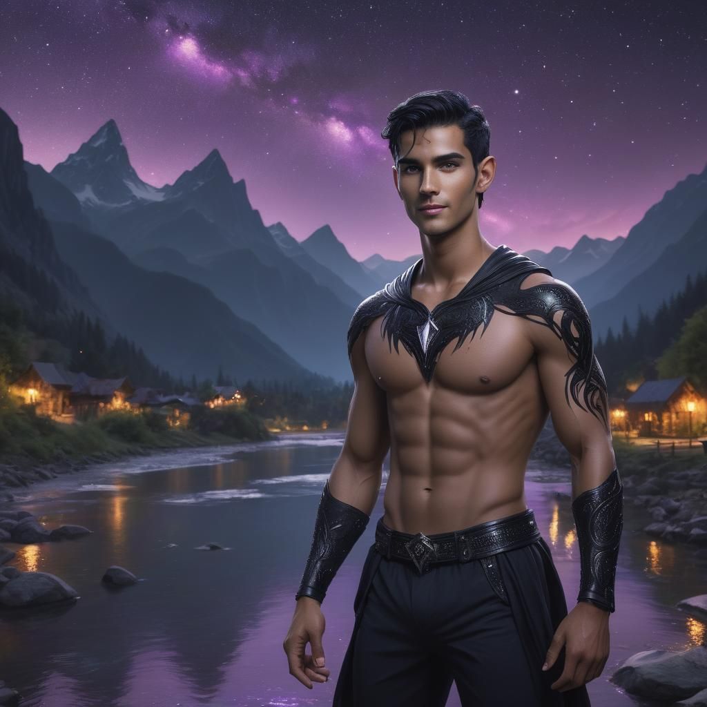 Handsome Illyrian Man Under a Starry Sky