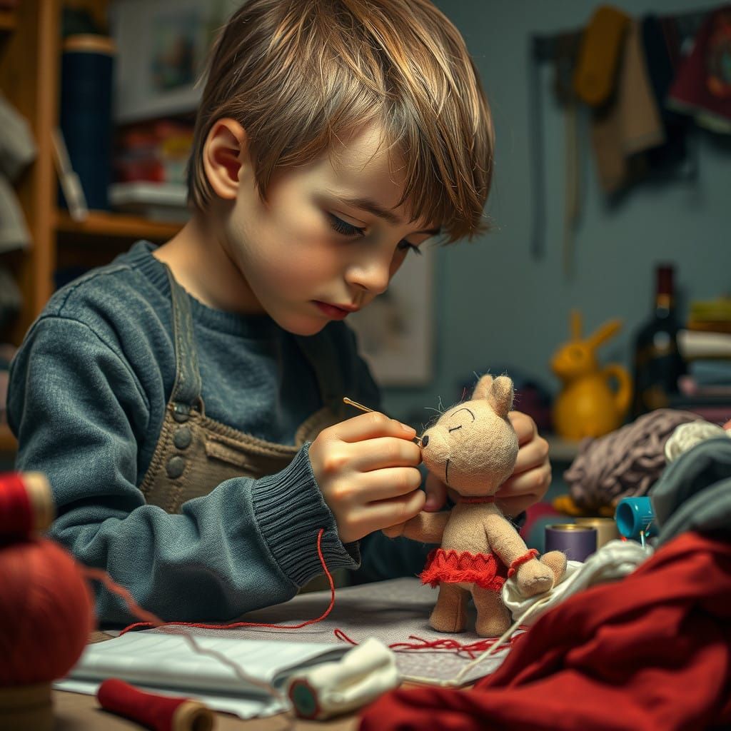 Artistic Hands at Work, Close-Up of Skilled Needlework
