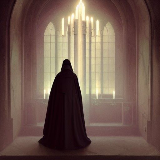 Sinister Nun in Candlelight, Baroque Style