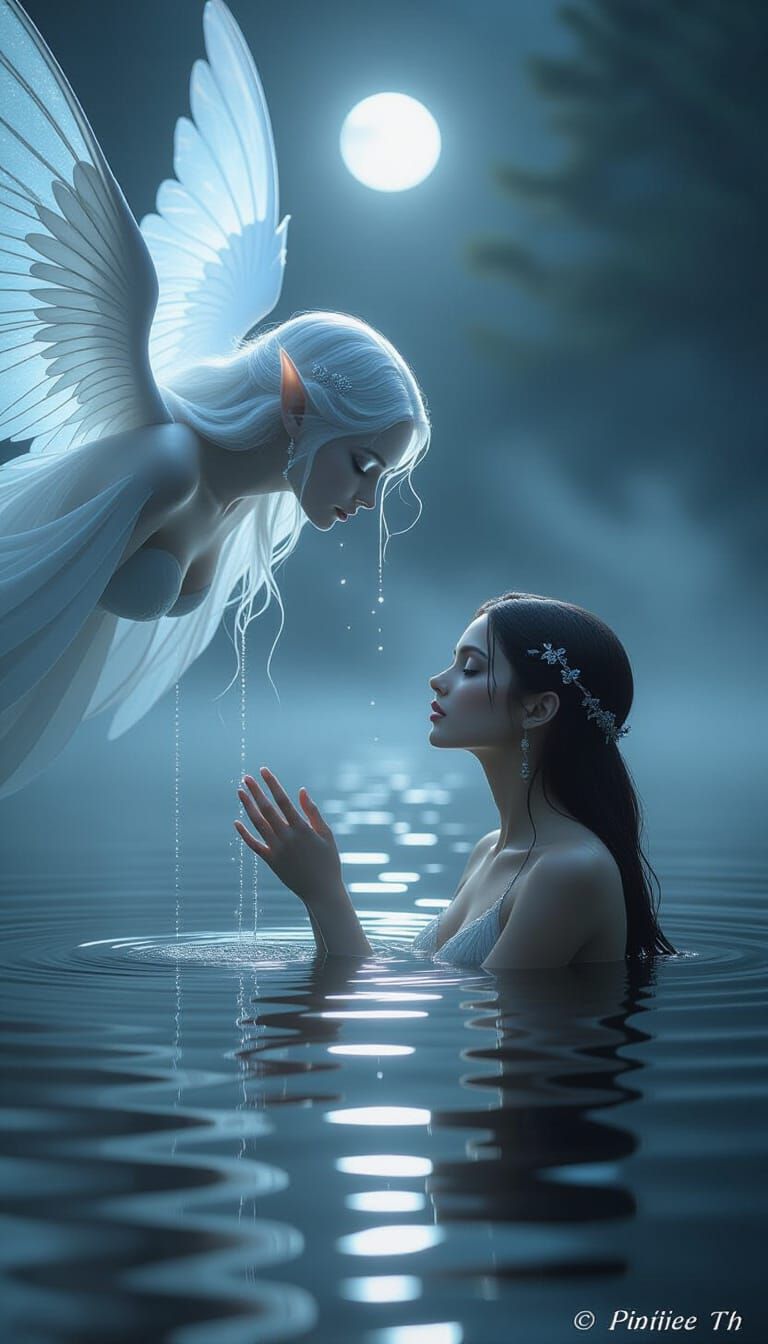 Ethereal Sylph and Water Nymph Mystical Lake Encounter