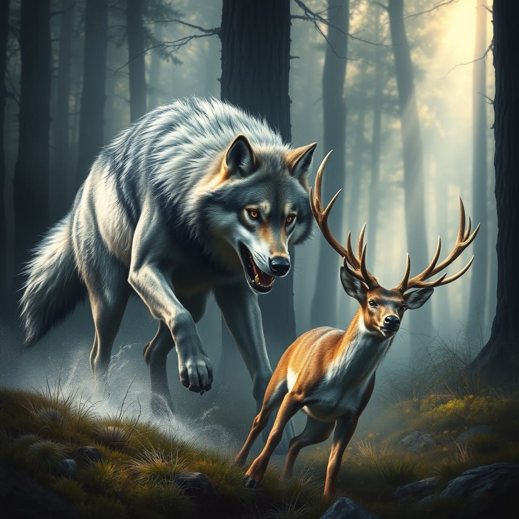 Grey Wolf Pounces on White-Tailed Deer in Dramatic Wildlife ...