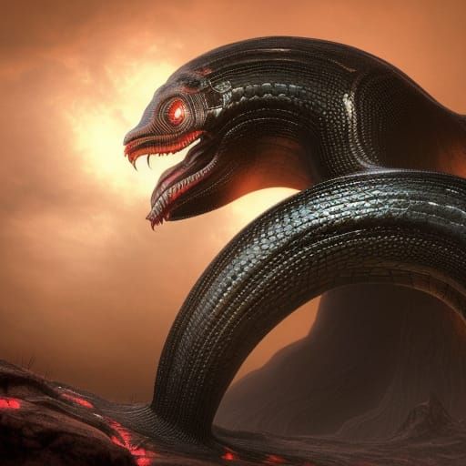 Giant Alien Volcanic Viper in Sci-Fi Horror Style