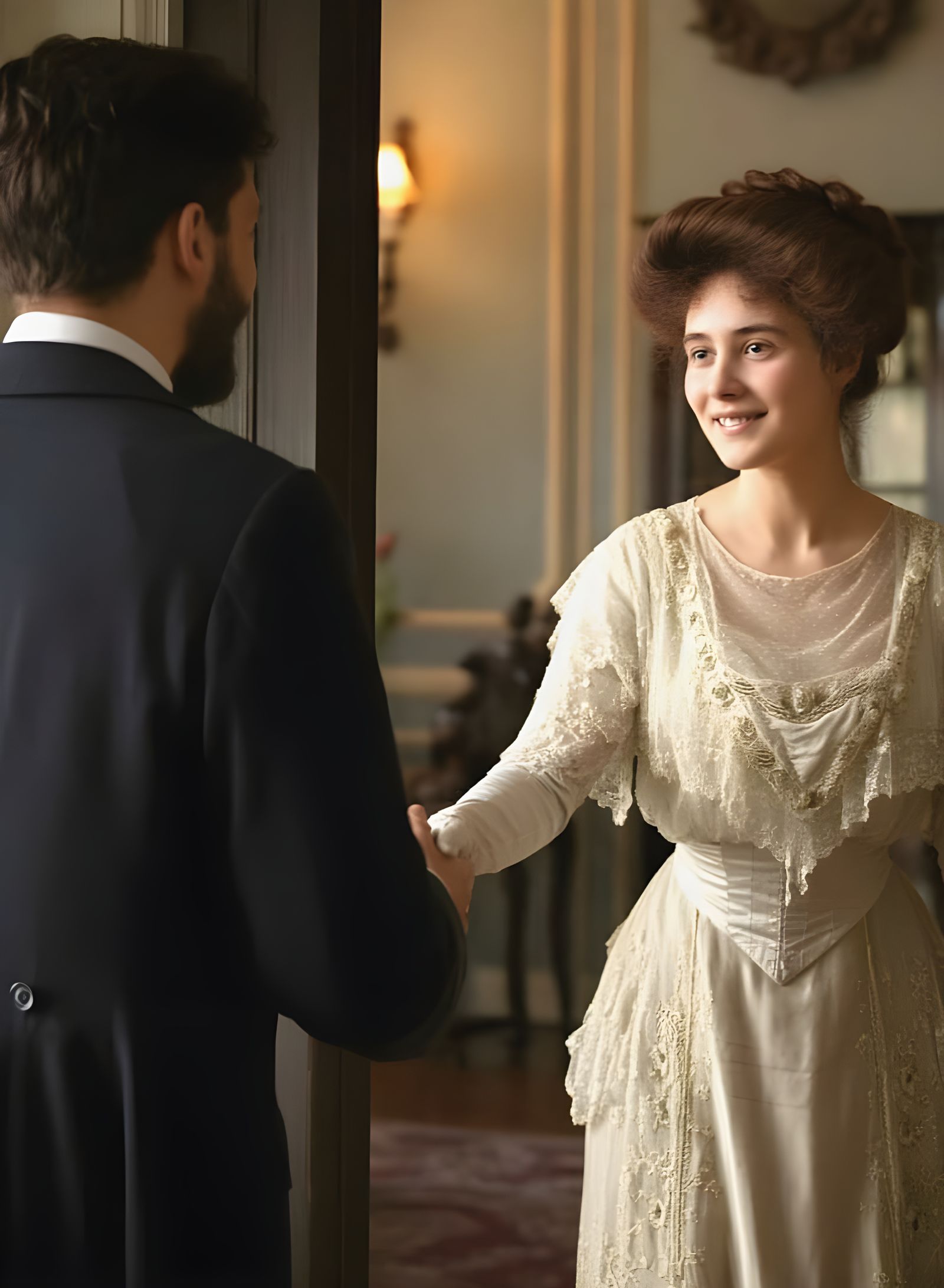 Young  woman greeting her visiting brother
