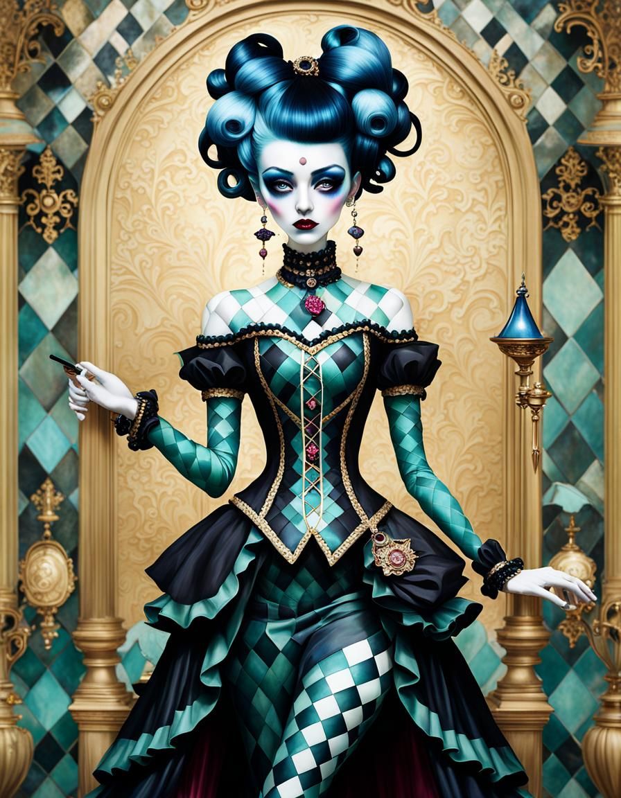 Glitch Art Frankenstein Girl in Versailles