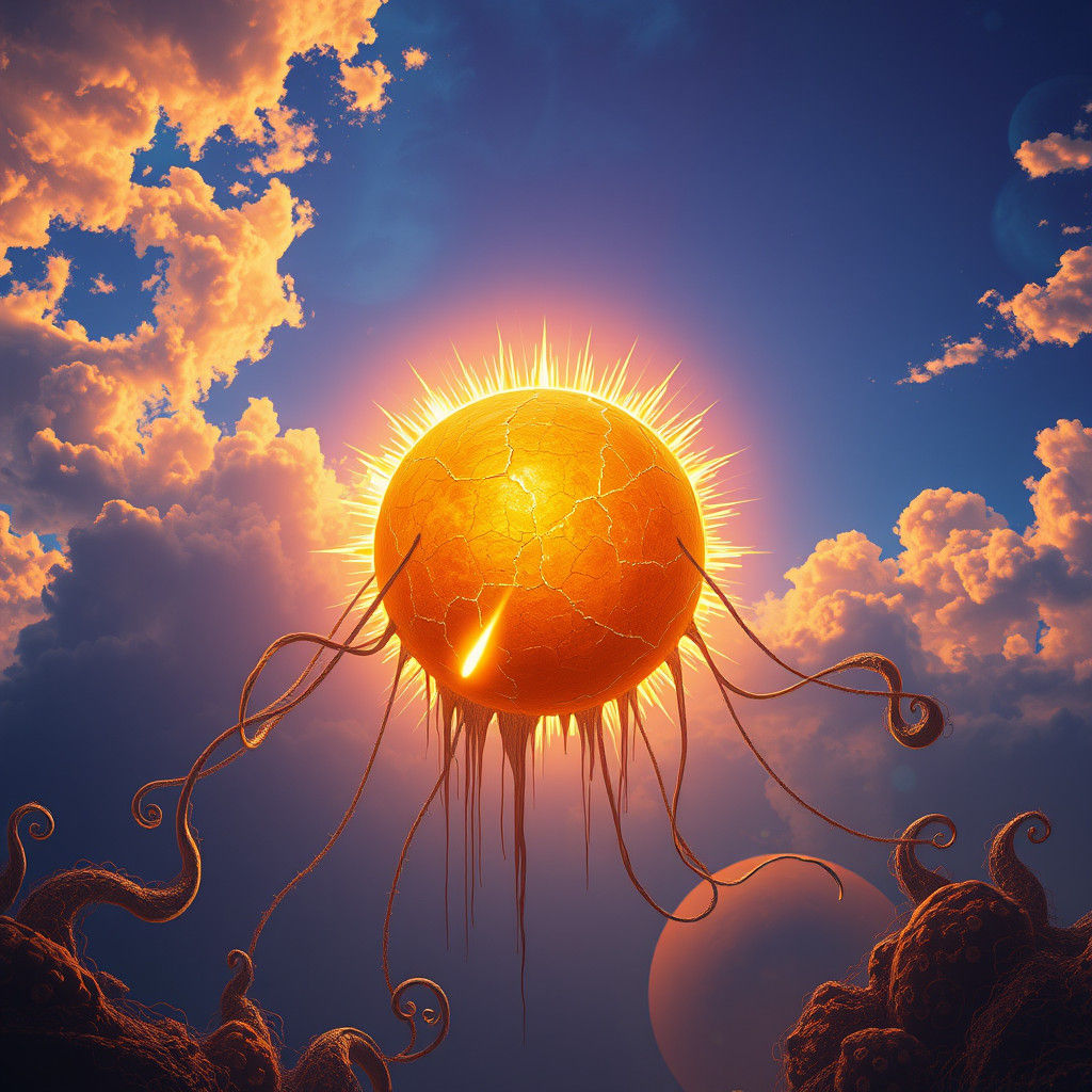 Weeping Sun in Surreal Landscape, Fantasy Concept Art