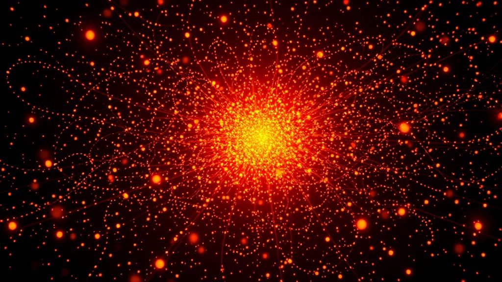 Abstract Chaos Field with Glowing Particles