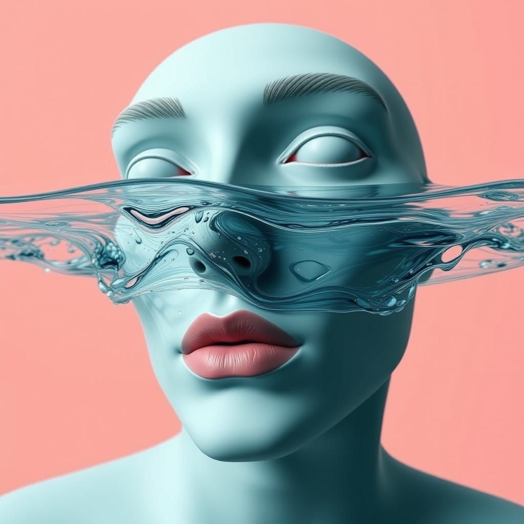 Abstract Water Portrait in 3D Model Style