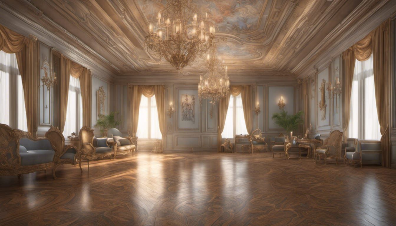 Ornate Grand Hotel Music Room in Art Nouveau Style