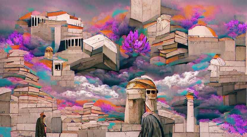 Brutalist Mausoleum at Halicarnassus, Surrealist Art