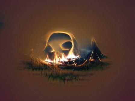 Campfire Smoke Forms Skull Shape