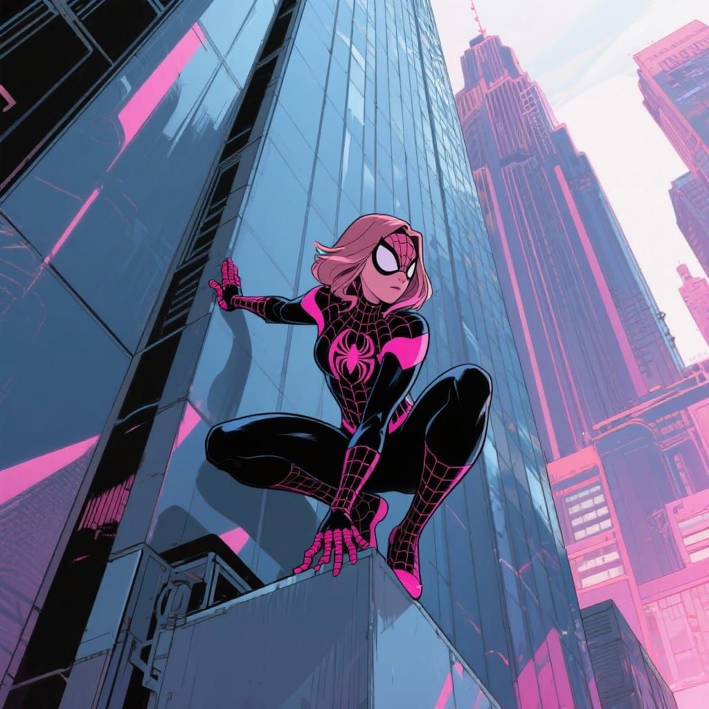 Gwen Stacy as Spider-Girl on NYC Skyscraper