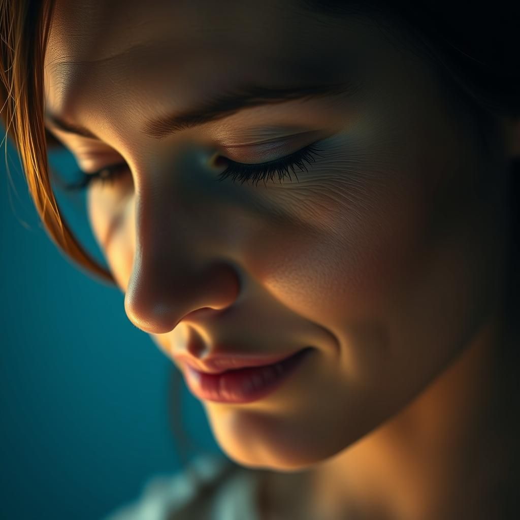 Introspective Woman with Melancholic Gaze, Portrait Photogra...