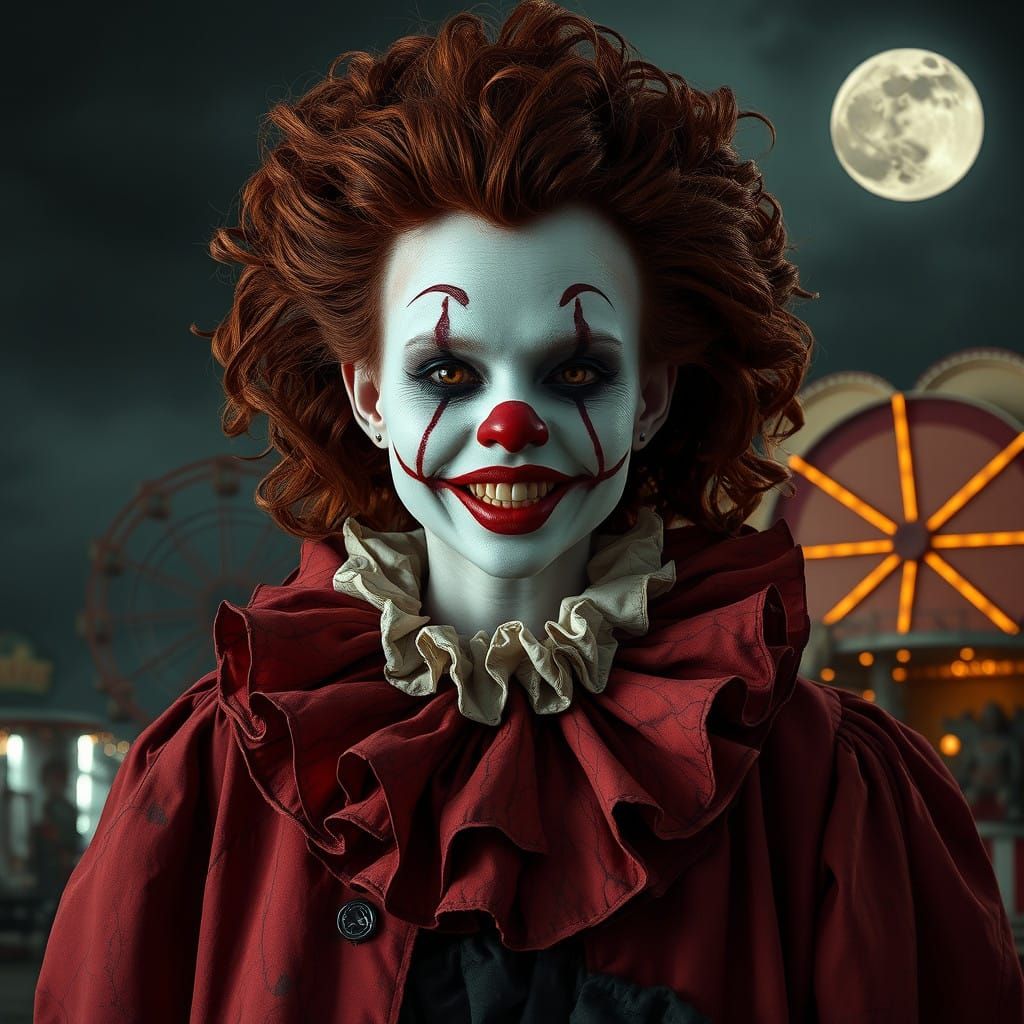 Mysterious Dark Clown in Abandoned Carnival