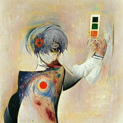 Rei Ayanami in Emo Style with Abstract Elements