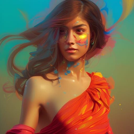 Mexican Woman Portrait in Hyperdetailed Art Style