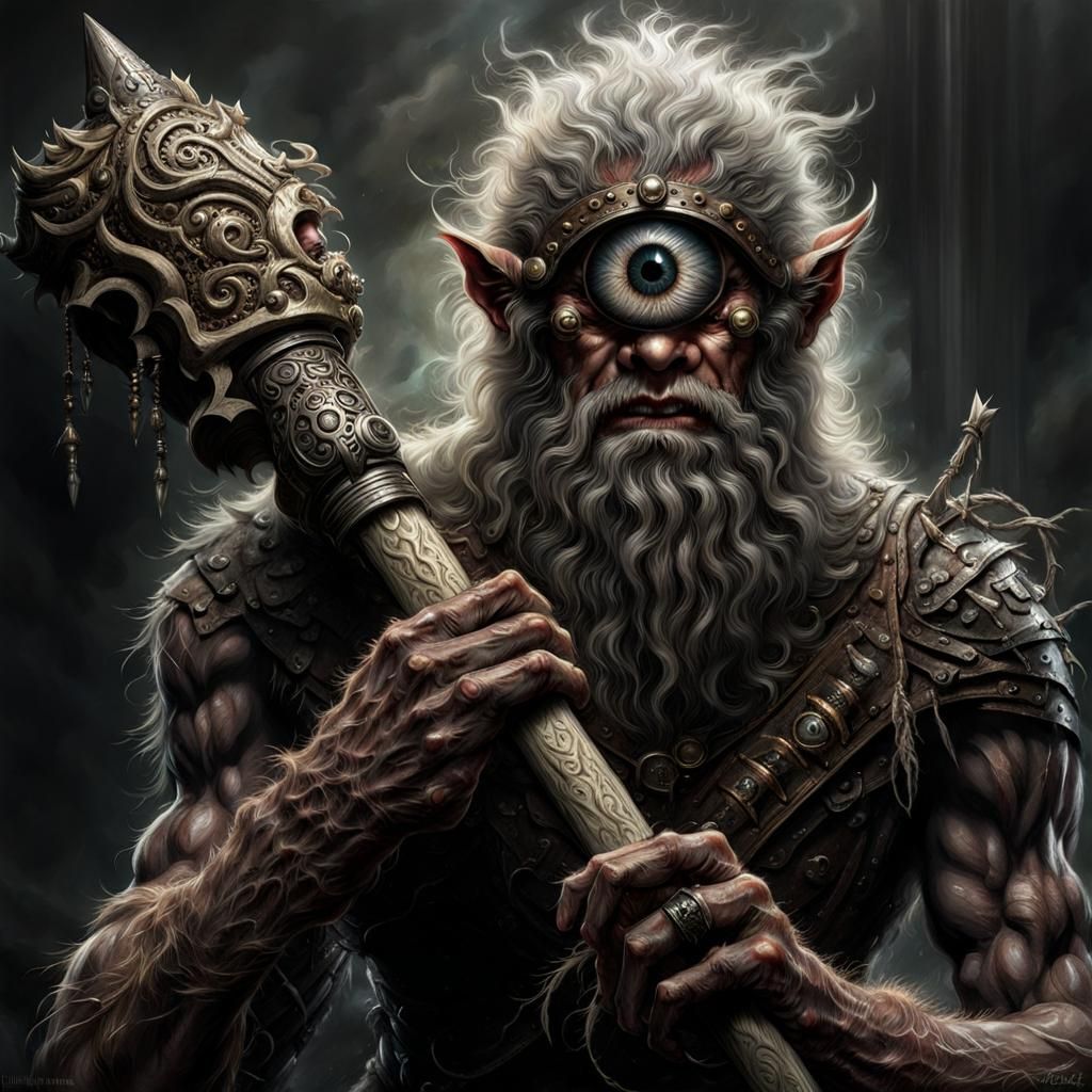 Cyclops Humanoid with Club by Luis Royo Style