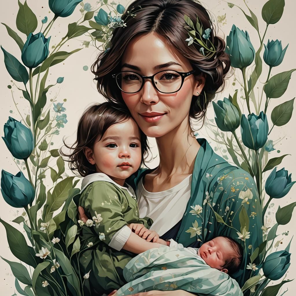 Mother with her children