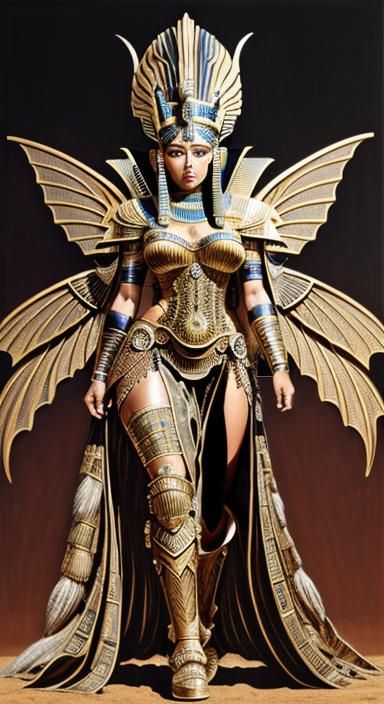 Steampunk Egyptian Fairy Portrait in Scratchboard Ink