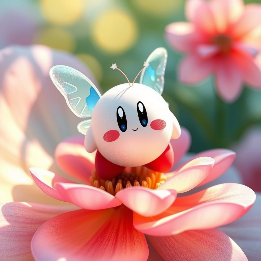 Miniature Kirby in Enchanted Floral Wonderland