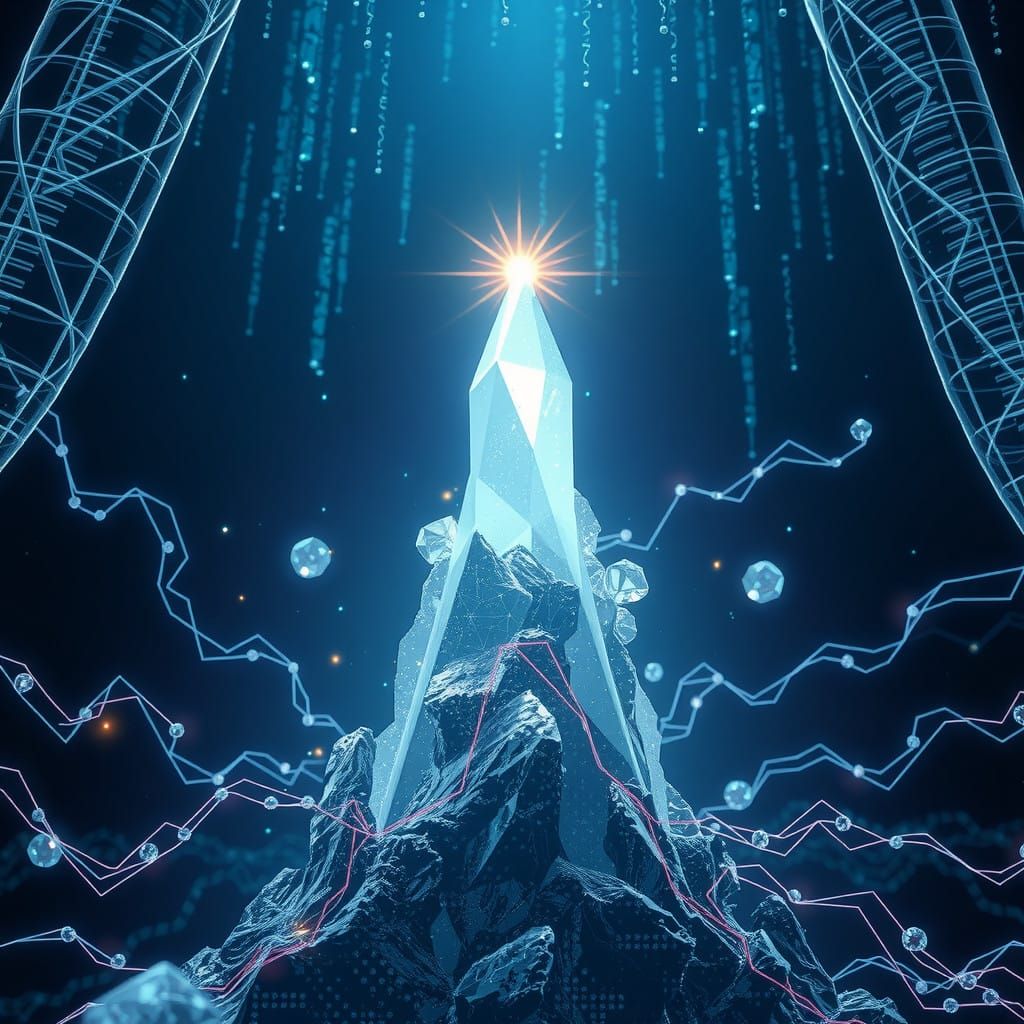 Crystaline Structure Illuminated by Data and Light in Cyberp...