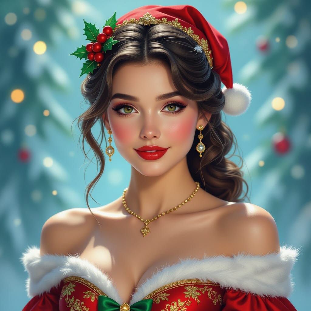 Festive Christmas Dress Portrait in Volumetric Lighting