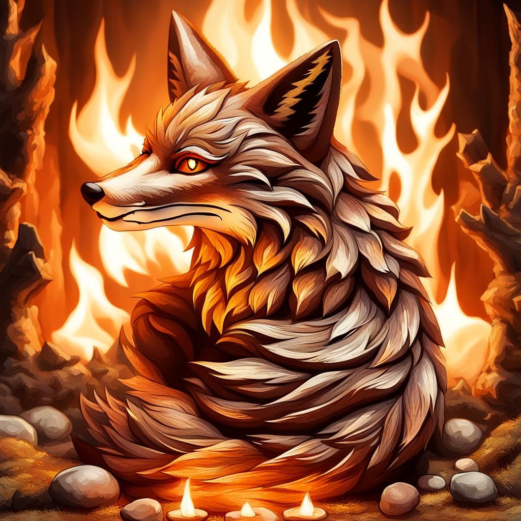 Glowing Emberfox Portrait in Cozy Fantasy Setting