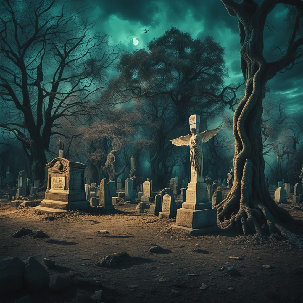 Vintage Cemetery Horror Movie Poster