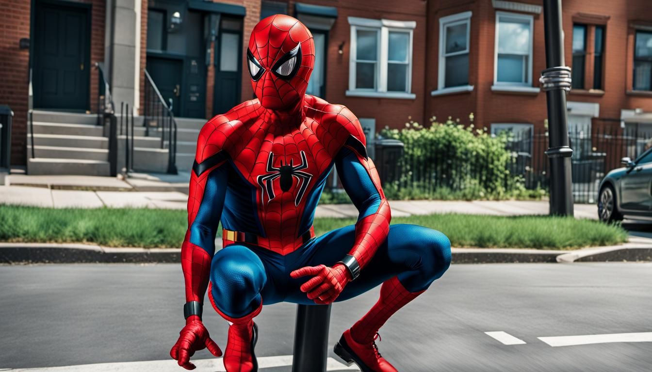 Spiderman Swings Through City: Comic Book Art