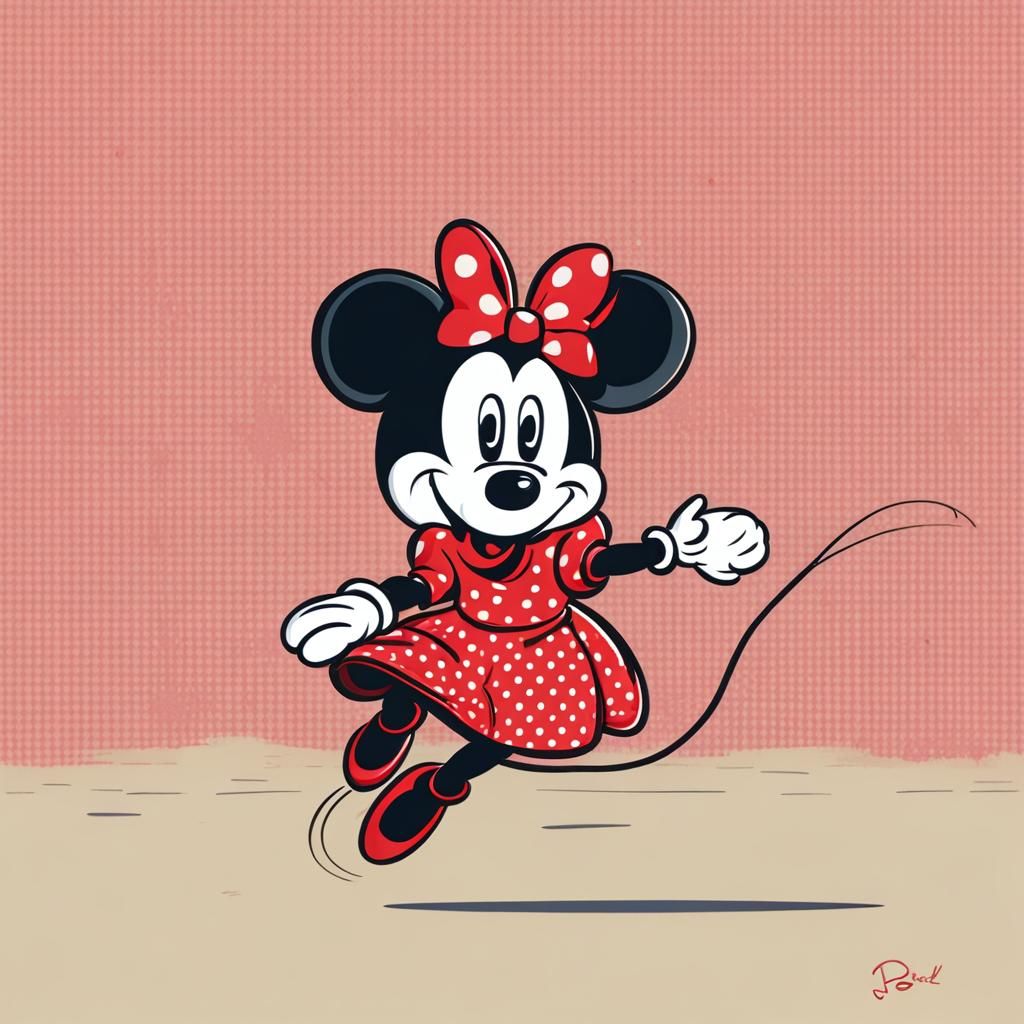 Mini Mouse Skipping Happily