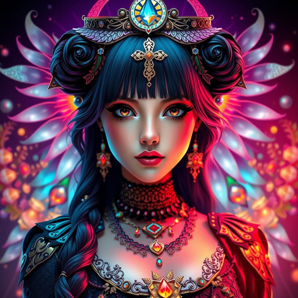 Surreal Gothic Goddess in Triadic Color Palette