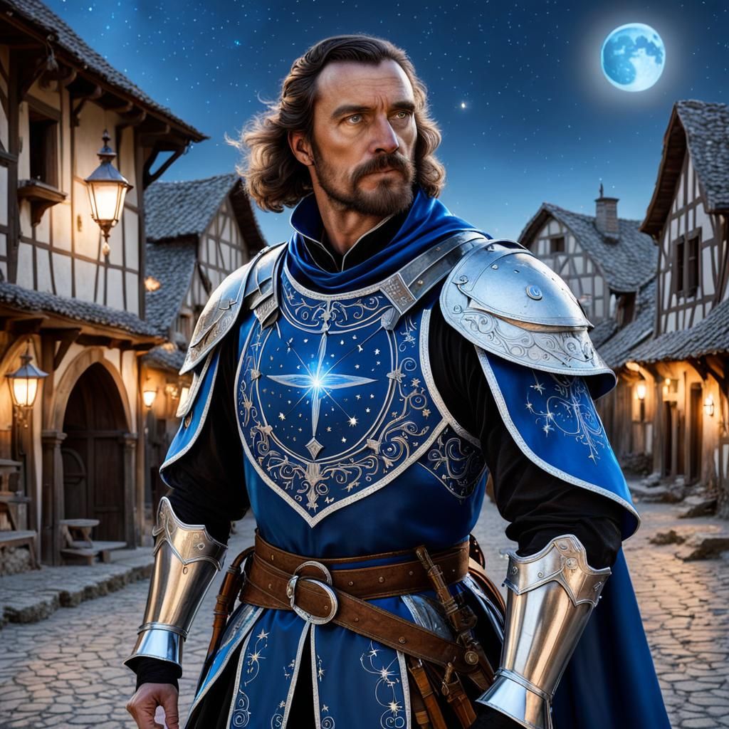 Blue Musketeer with Moonlit Cape