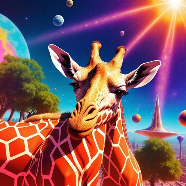 Surreal Cosmic Cityscape in Vibrant Hues