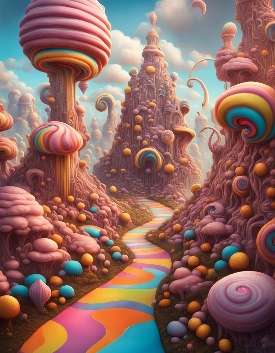 Vibrant Candyland Wonderland: Digital Art Masterpiece