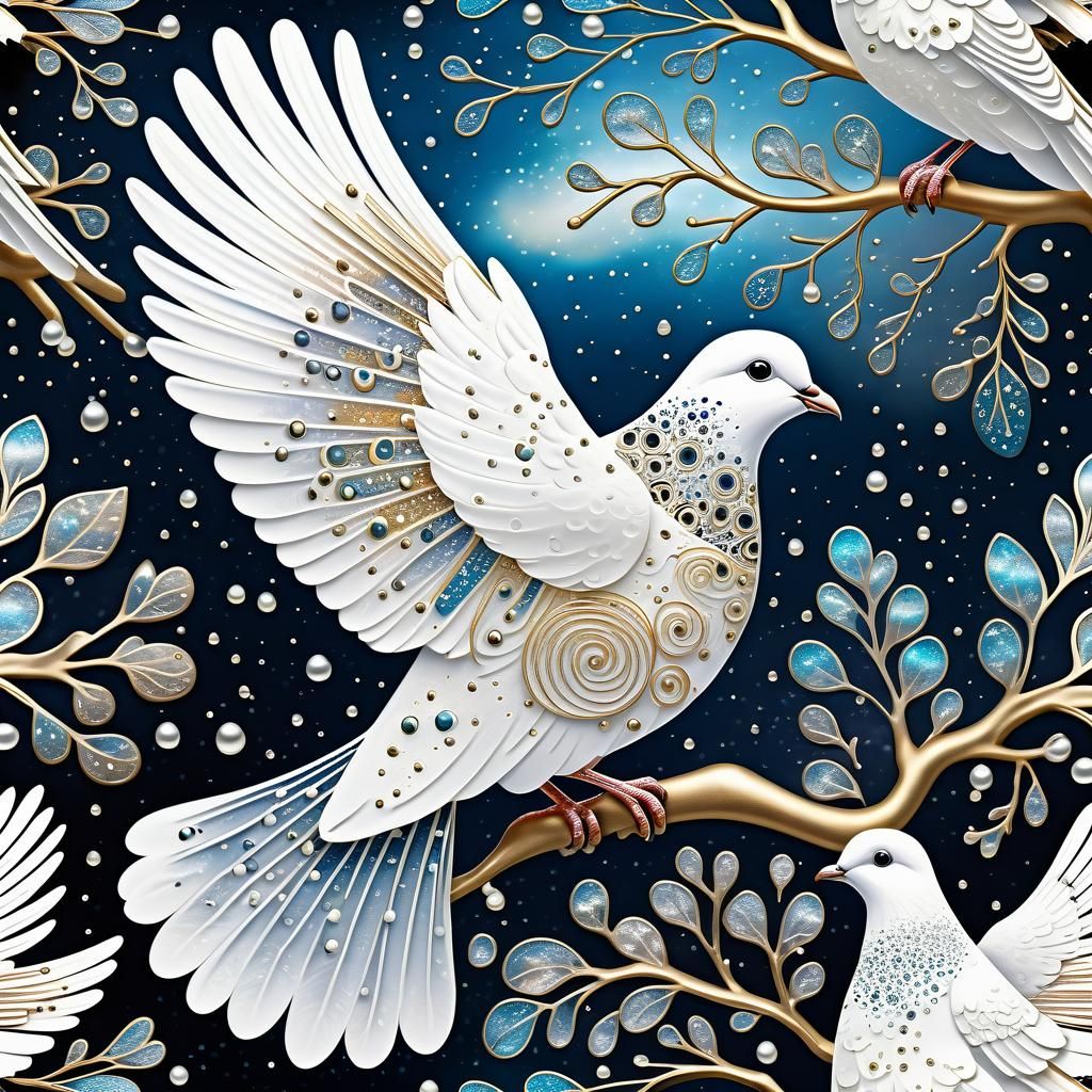 Metallic Dove with Constellation Engravings