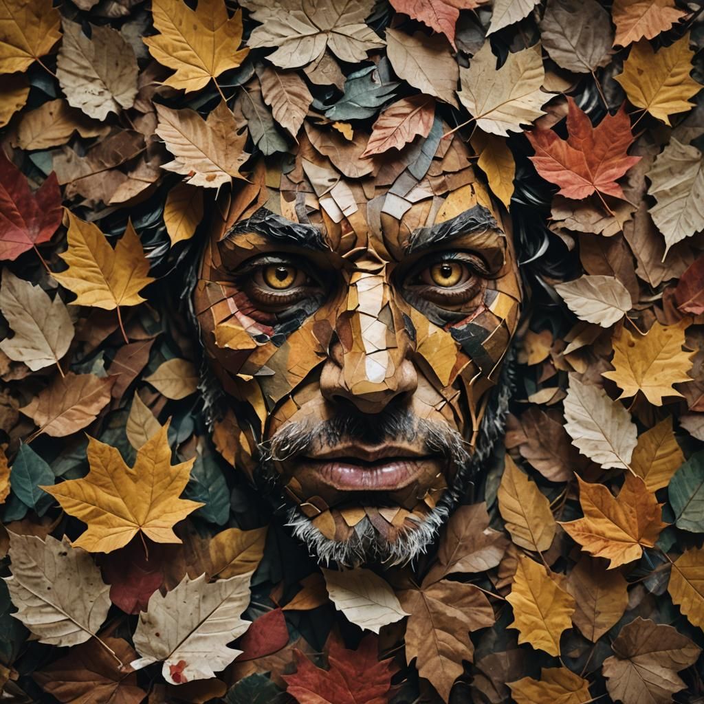 Beast in Autumn Woods: A Paper Collage Portrait