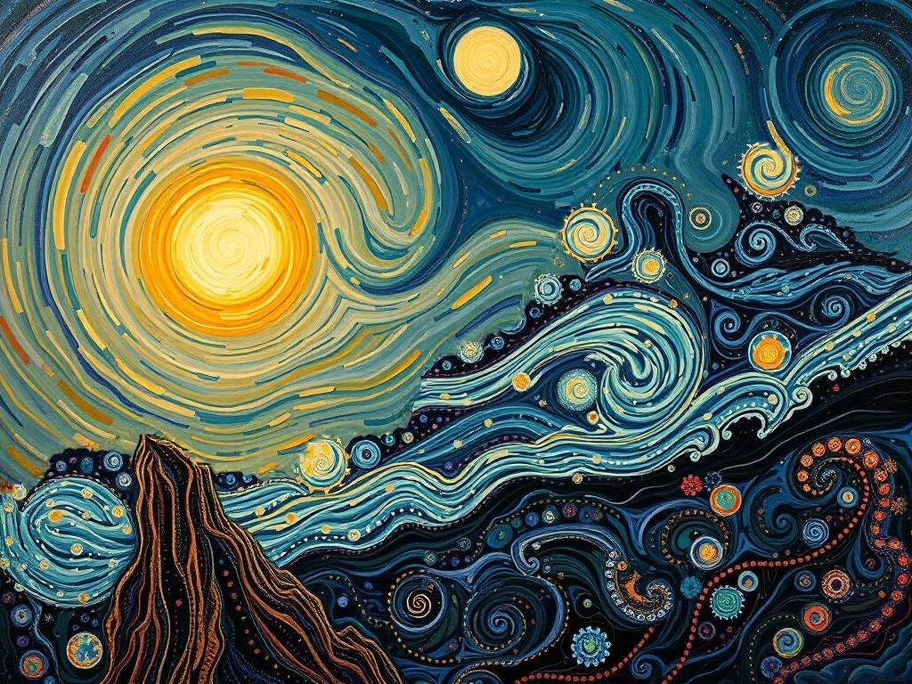 Golden Hour Oil Painting in Klimt Art Nouveau Style