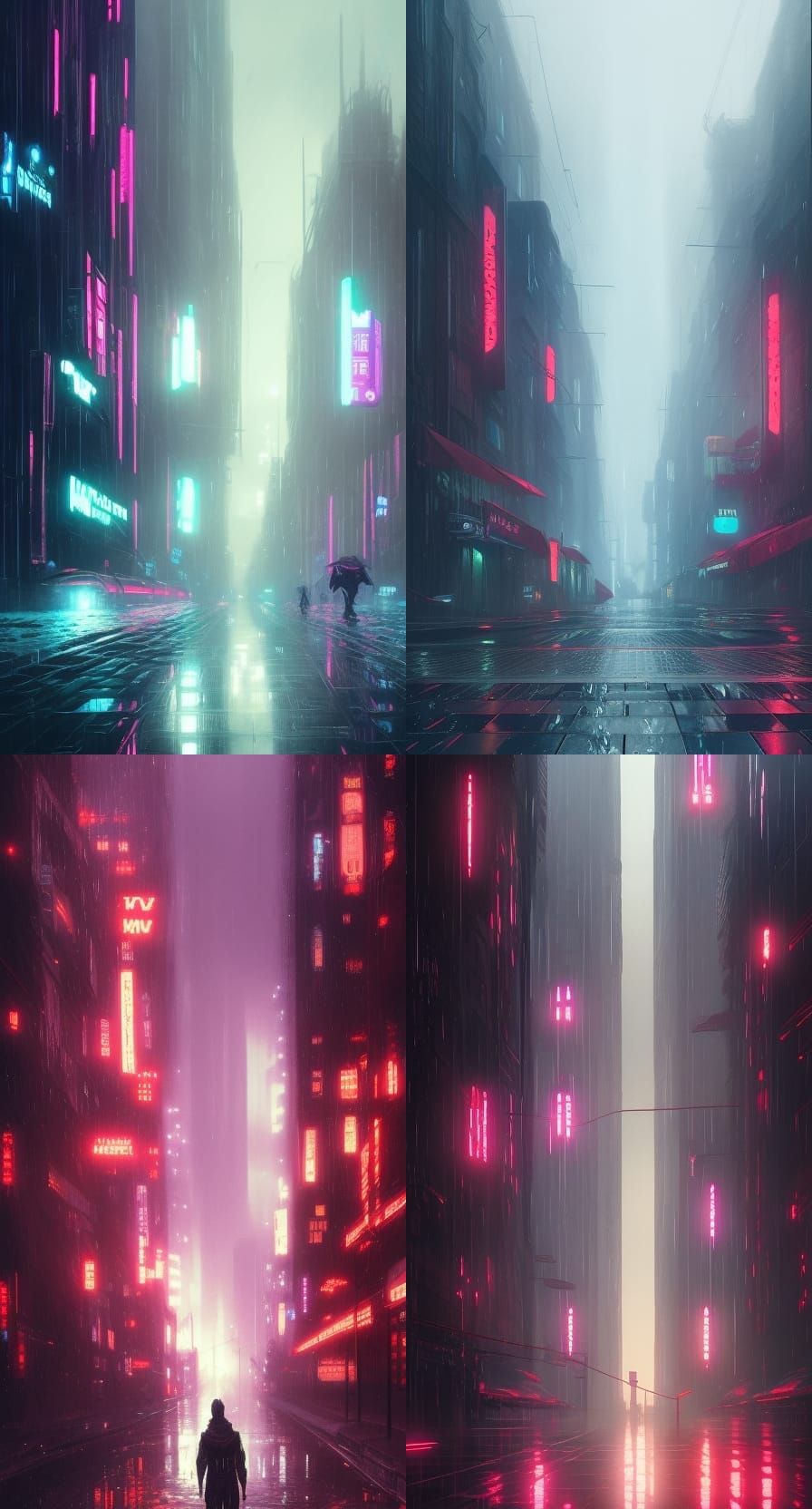 Synthwave Cityscape with Reflecting Streets