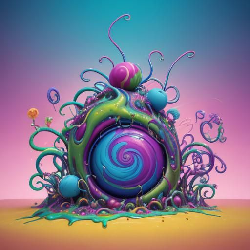 Surreal Alien in Candy World, Dali-Inspired Art