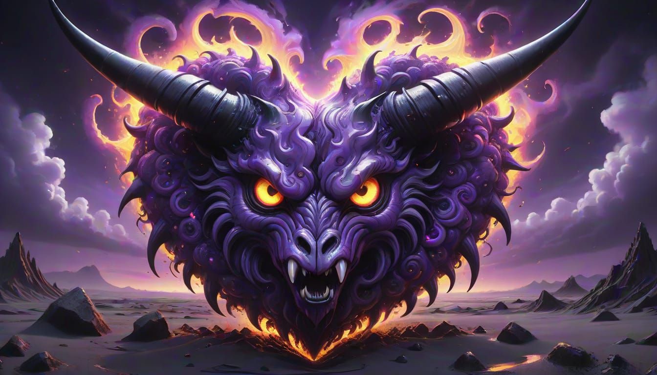 Vibrant Glowing Heart Unleashes Cosmic Chaos in Oil on Canva...