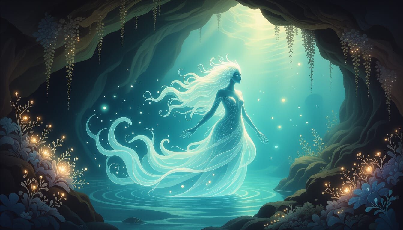 Ethereal Water Elemental Emerges from Grotto