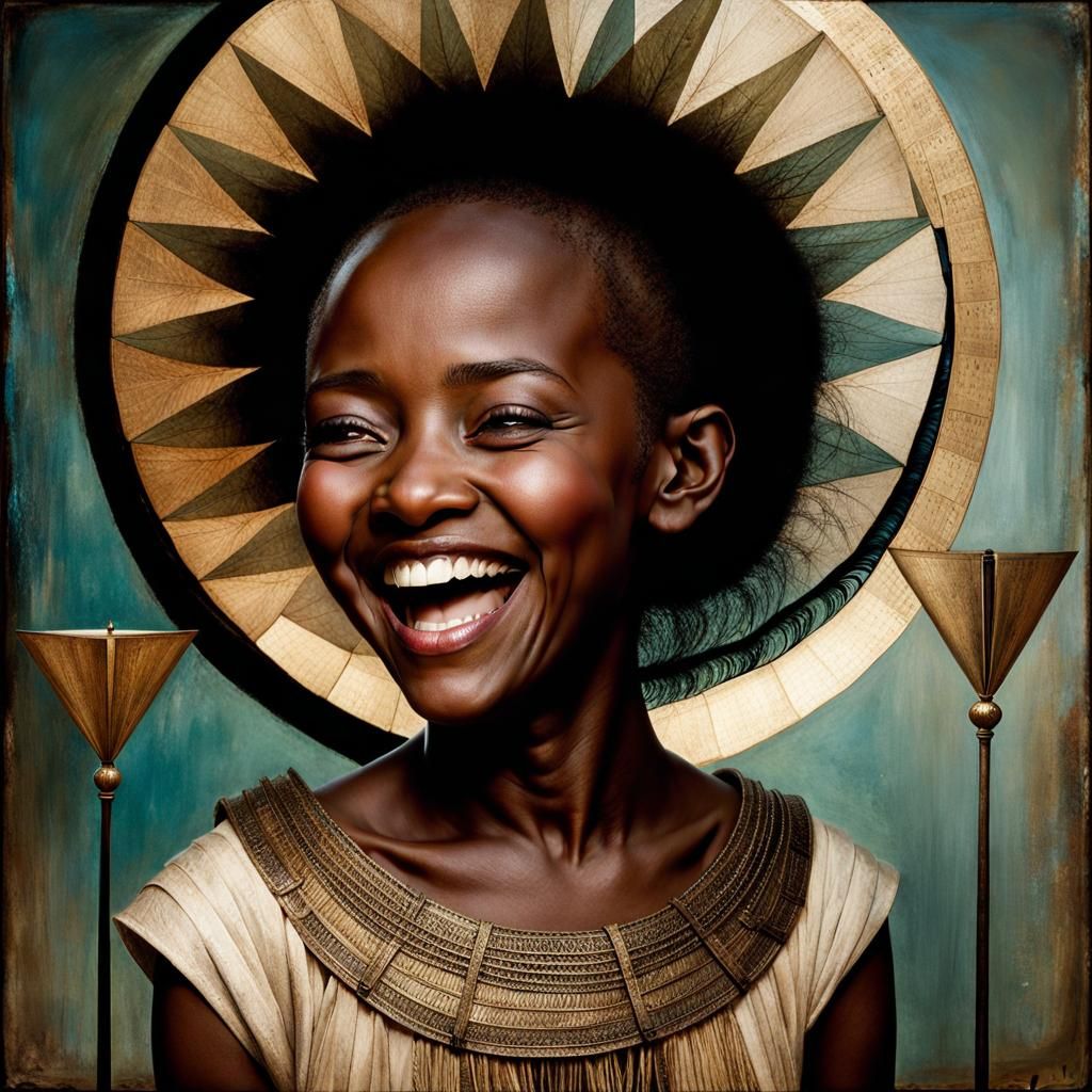 Laughing Girl Portrait in Surrealist Style