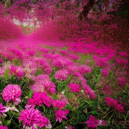 Australia Map in Field of Flowers