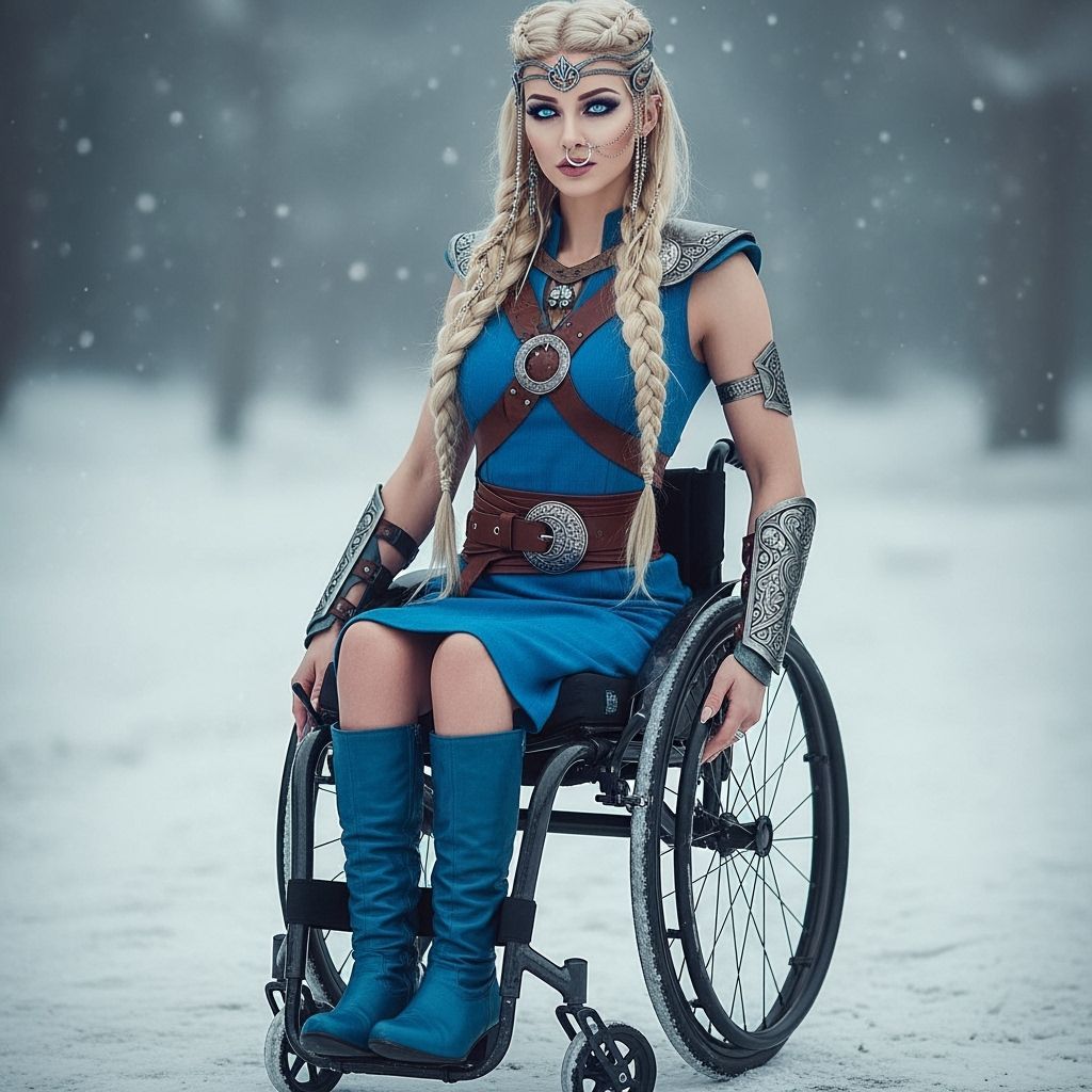Norse Goddess in Carbon Wheelchair on Snowy Midgard