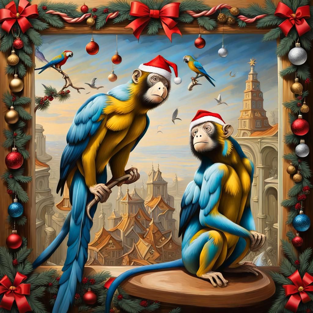 Festive Animals Celebrate Christmas in Surreal Style