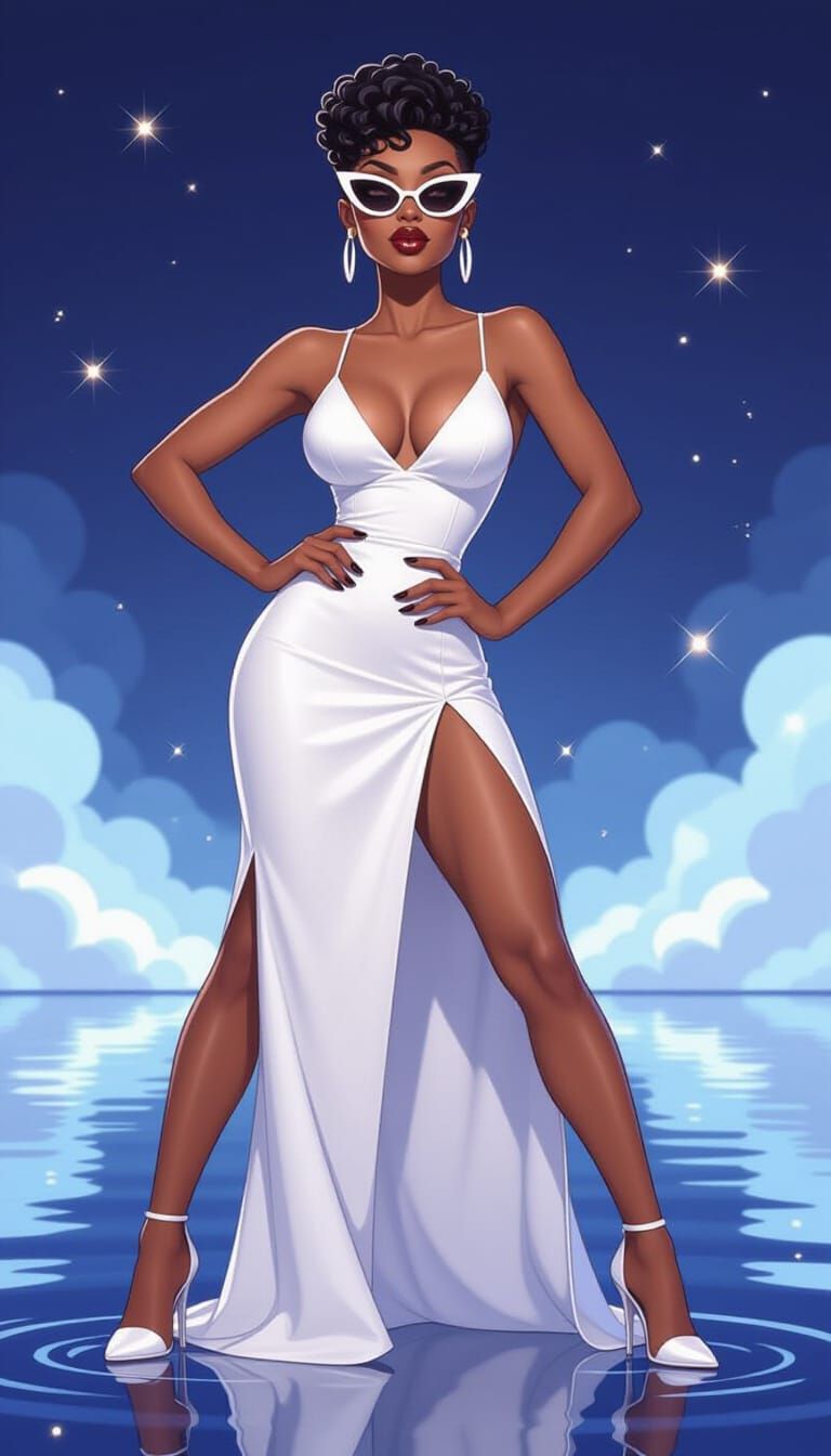 Confident Black Woman Blowing Kiss in 3D Cartoon Style