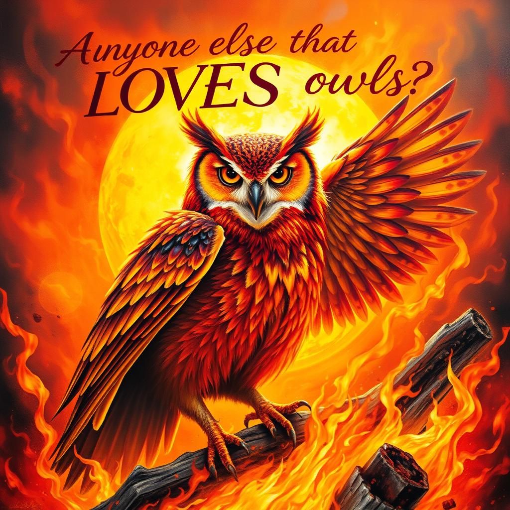 Regal Fiery Owl Dancing in Flames